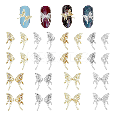 80Pcs 8 Style Alloy Glass Rhinestone Cabochons MRMJ-HY0002-28-1