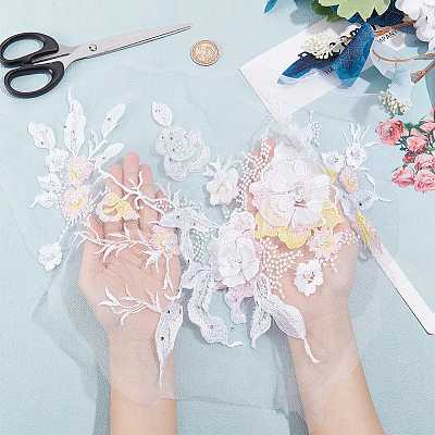 3D Flower Organgza Polyester Embroidery Ornament Accessories DIY-WH0297-20A-1