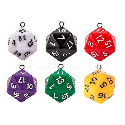 6Pcs 6 Colors Opaque Acrylic Pendants MACR-FP0001-25-1