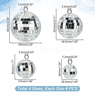 Mirror Ball Reflective Ball Pendants DIY-WH0570-26-1