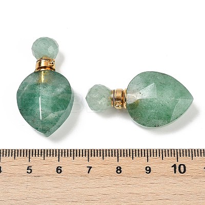 Natural Green Strawberry Quartz Faceted Teardrop Bottle Pendants G-A225-02G-01-1