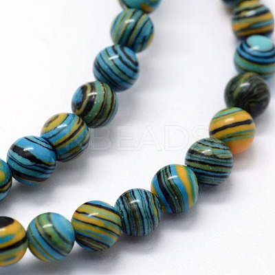 Synthetic Malachite Beads Strands G-I199-32-8mm-E-1