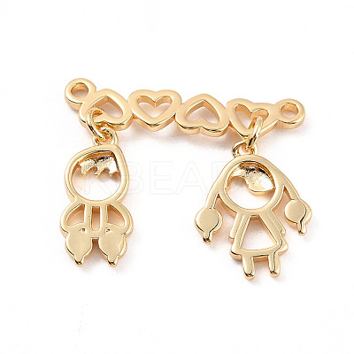 Rack Plating Brass Connector Charms KK-C240-01G-1