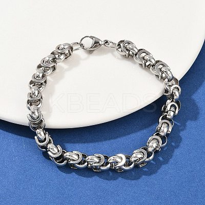 8MM 201 Stainless Steel Byzantine Chain Bracelets for Women BJEW-B143-06-1