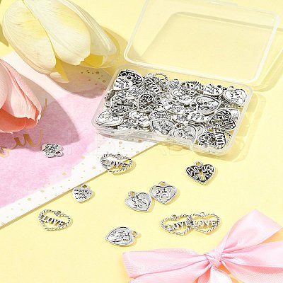 80Pcs 5 Styles Tibetan Style Zinc Alloy Charms TIBEP-FS0001-38-1