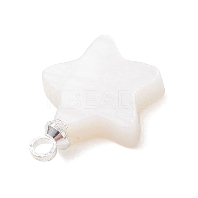 Natural Freshwater Shell Flower Star Heart Charms with Brass Bails PALLOY-JF05098-1