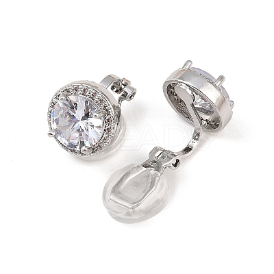 Brass Micro Pave Clear Cubic Zirconia Cuff Earrings EJEW-Z148-01P-1