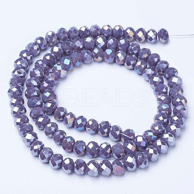 Electroplate Glass Beads Strands EGLA-A034-P1mm-B05-1