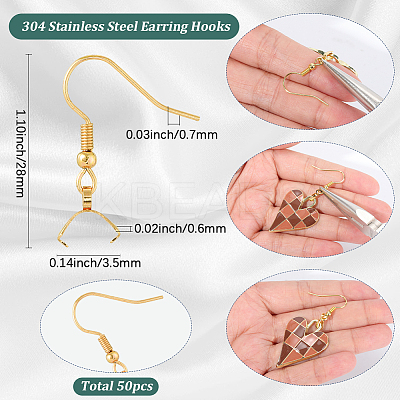 50Pcs 304 Stainless Steel Earring Hooks STAS-SC0010-74G-1