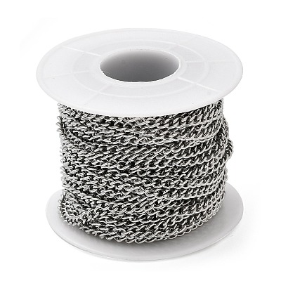 Tarnish Resistant 304 Stainless Steel Curb Chains STAS-M032-4mm-51P-1
