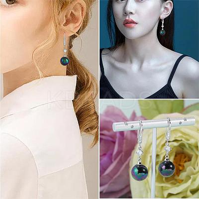 Pearl Earrings with Cubic Zirconia White Freshwater Shell Pearl Dangle Hook Earrings Stud Round Ball Drop Hoop Earrings Brass Jewelry Gift for Women JE1097C-1