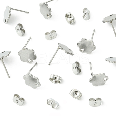 10Pcs 201 Stainless Steel Stud Earring Findings with Hole EJEW-FS0001-14C-1