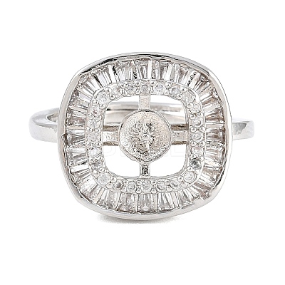 Brass Micro Pave Cubic Zirconia Adjustable Ring Components KK-CBAC351-03P-1