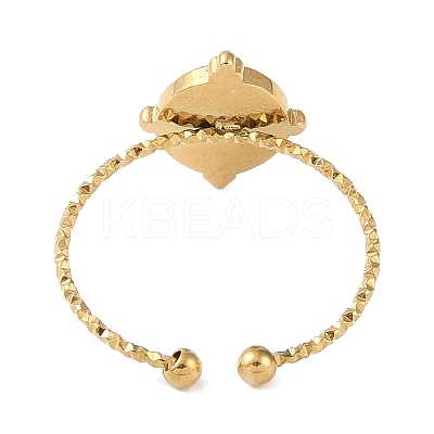 Ion Plating(IP) 304 Stainless Steel Enamel Oval Cuff Finger Rings RJEW-L107-076A-G-1