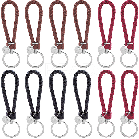 12Pcs 3 Colors PU Leather Knitting Keychains KEYC-CL0001-20A-1