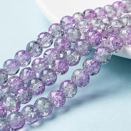 Spray Painted Crackle Glass Beads Strands CCG-Q002-8mm-02-1