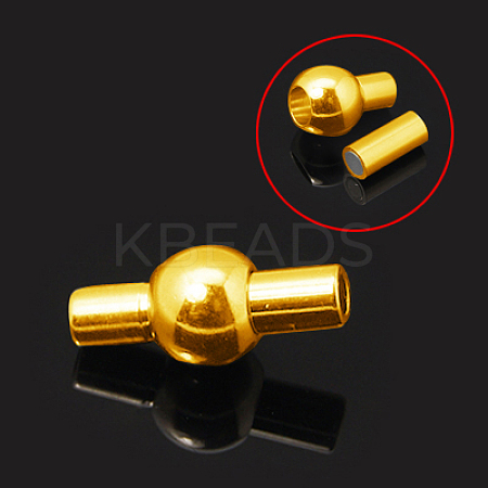 Rack Plating Brass Magnetic Clasps with Glue-in Ends KK-G230-3mm-G-1