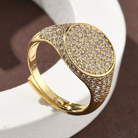 Brass Micro Pave Cubic Zirconia Cuff Rings for Women RJEW-A069-13G-03-1