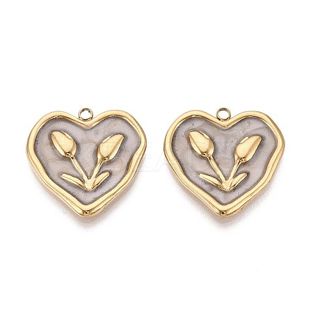 304 Stainless Steel and Enamel Pendants STAS-T068-82A-1