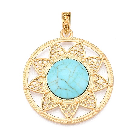 Rack Plating Alloy with Resin Big Pendants PALLOY-T090-34G-1