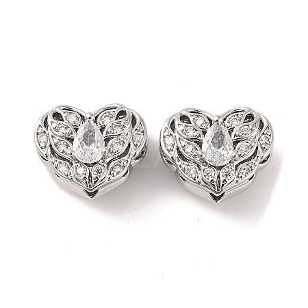 Brass Micro Pave Clear Cubic Zirconia Beads KK-S389-20P-1