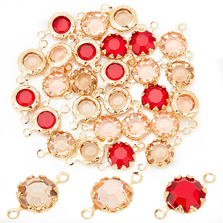 30Pcs 3 Colors Eco-Friendly Brass Glass Connector Charms KK-AR0003-99-1