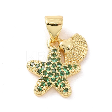 Brass Micro Pave Cubic Zirconia Charms KK-G444-02G-05-1