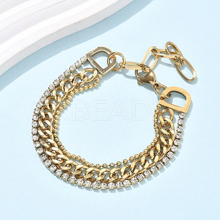 304 Stainless Steel Multi-strand Bracelets BJEW-C103-01G-1