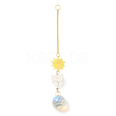 Wire Wrapped Nuggets Natural Quartz Crystal Pendant Decorations LS-HJEW-C008-03A-G-1