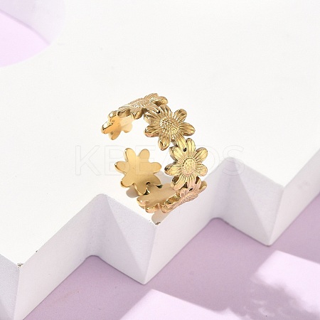 Adjustable 304 Stainless Steel Cuff Open Rings for Women RJEW-Z122-03G-04-1