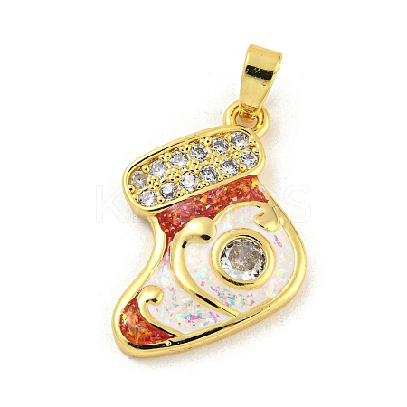 Christmas Brass Micro Pave Cubic Zirconia Pendants KK-H468-02D-01G-1