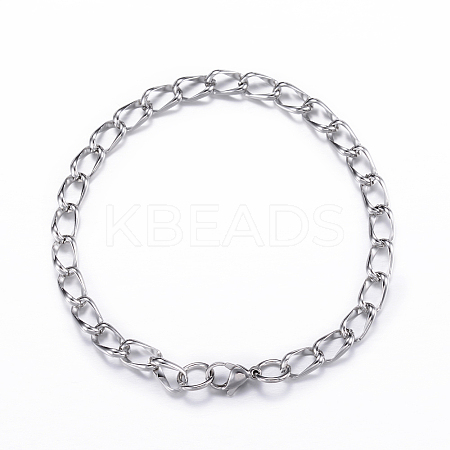 Tarnish Resistant 304 Stainless Steel Curb Chain Bracelets LS-BJEW-P064-28P-1