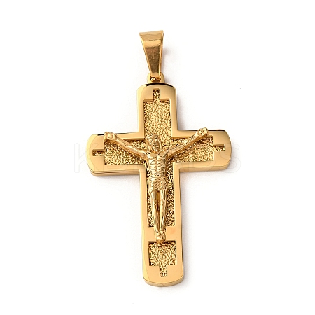 304 Stainless Steel Religion Jesus Cross Pendants STAS-F323-08G-1