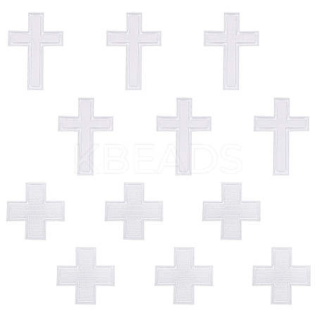 12Pcs 2 Styles Cross Polyester Embroidery Sew on Appliques PATC-FG0002-08-1