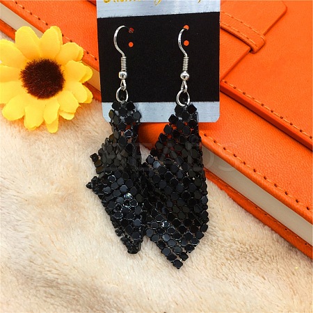 Sparkle Alloy Sequins Rectangle Dangle Earrings for Women NE0138-5-1