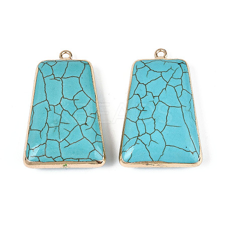 Dyed Synthetic Turquoise Trapezoid Pendants TURQ-T004-19-1