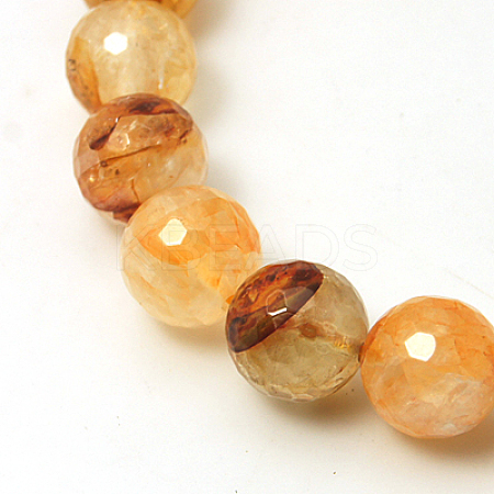 Natural Yellow Hematoid Quartz Beads Strands G-I003-8mm-04-1