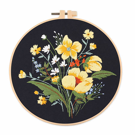 DIY Flower & Leaf Pattern Embroidery Kits SENE-PW0005-004B-1