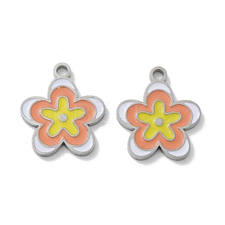 304 Stainless Steel Enamel Pendants STAS-P339-16P-02-1