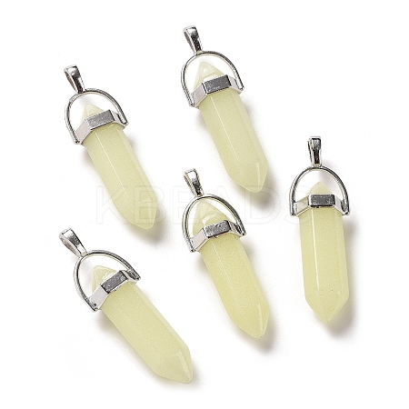 Bullet Pointed Synthetic Luminous Stone Pendants LUMI-PW0001-055-C-1