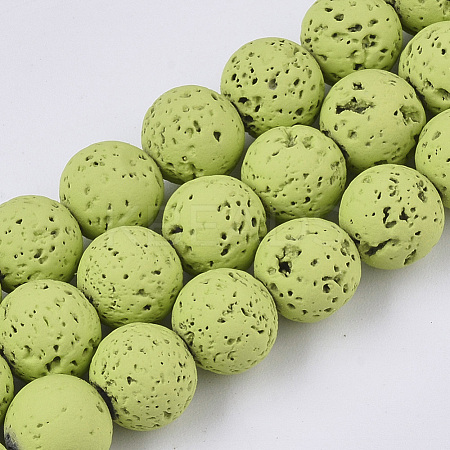 Spray Painted Natural Lava Rock Beads Strands G-N0324-C-08-1