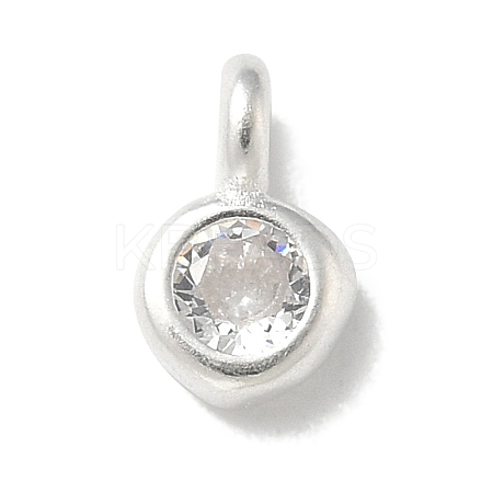 925 Sterling Silver Cubic Zirconia Flat Round Charms STER-R002-02S-08-1