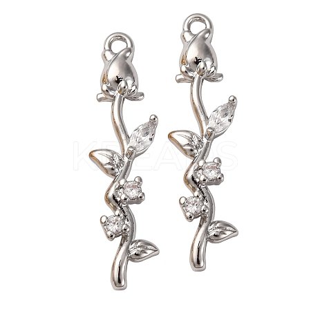 Brass Micro Pave Clear Cubic Zirconia Pendants KK-Z112-43P-1