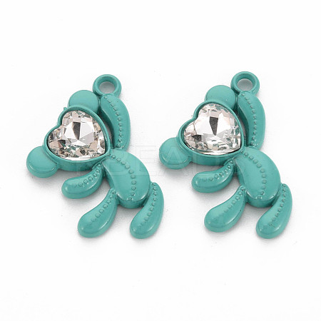 Spray Painted Alloy Rhinestone Pendants PALLOY-Q433-033D-RS-1