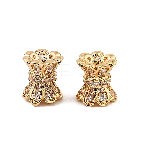 Brass Micro Pave Cubic Zirconia Beads KK-K374-21G-1