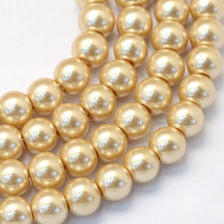 Baking Paint Pearlized Glass Pearl Round Bead Strands HY-Q003-4mm-42-1