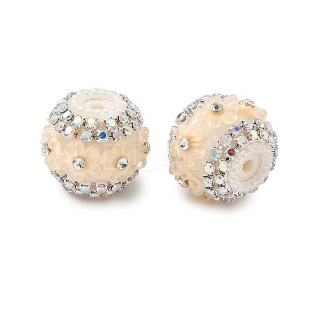 Bling Resin Rhinestone Flower Beads LS-OACR-D310-01P-C-1
