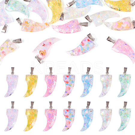 15Pcs Luminous Resin Sequins Pendants RESI-TA0004-20A-1