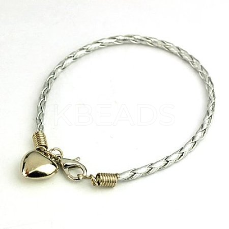 PU Leather Braided Charm Bracelets X-BJEW-JB00785-19-1