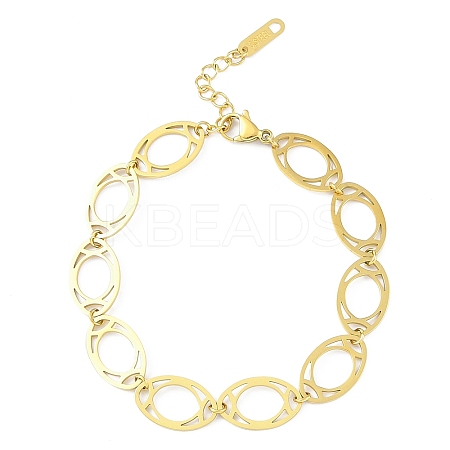 Ion Plating(IP) 304 Stainless Steel Horse Eye Link Bracelet for Women BJEW-K254-11A-G-1